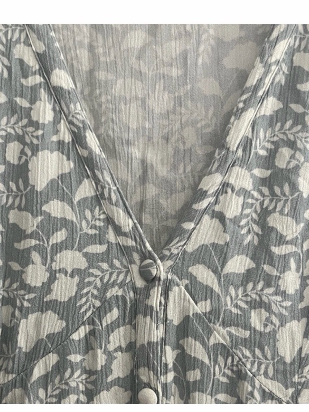 Faherty Grey/Cream Floral Long Sleeve Maxi Dress - Picture 3 of 8